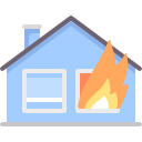 płonący dom