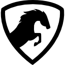 Jumping horse in a shield icon