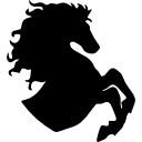 Horse with creative hair raising feet right side view icon