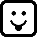 smiley avec langue en forme carrée Icône