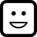 visage carré émoticône avec un sourire Icône