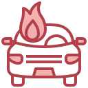 płonący samochód