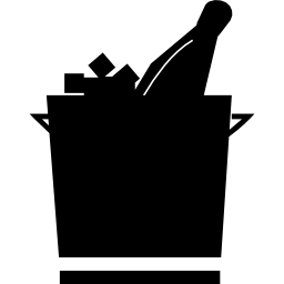 cubo de hielo con champagne icono