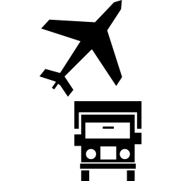 avión volando sobre un camión icono