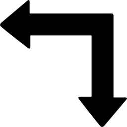flechas hacia la izquierda y hacia abajo icono