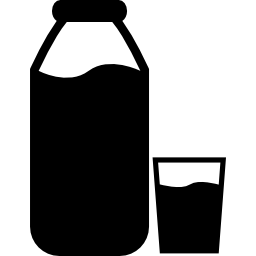 Glass and bottle of milk icon