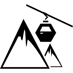 Cable railway on mountains icon