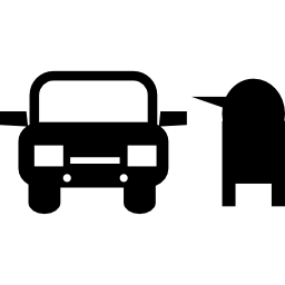 coche y buzón icono
