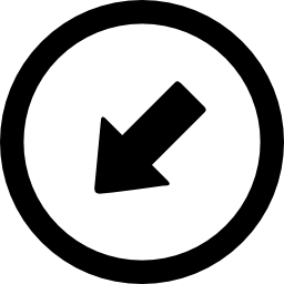 flecha en un círculo apuntando hacia la izquierda y hacia abajo icono