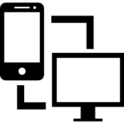 Связь между компьютером и мобильным телефоном иконка
