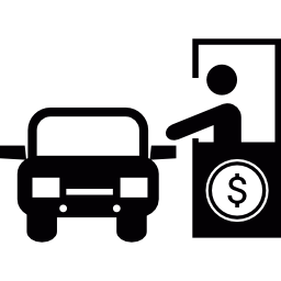 vehículo y cabina de pago icono