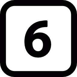 número seis dentro de un cuadrado icono