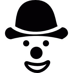 Face of clown with hat icon