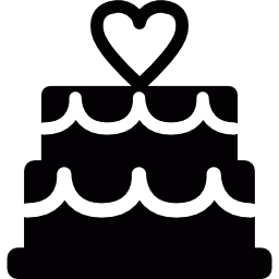 Wedding cake decorated with a heart icon