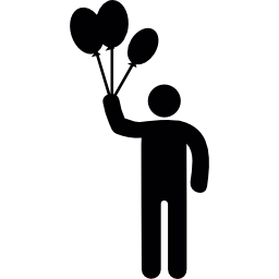 hombre de pie con globos icono
