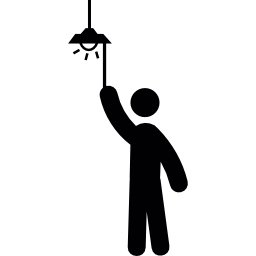 hombre encendiendo la luz icono