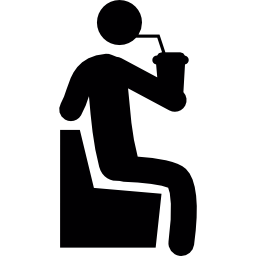 uomo seduto che beve una bibita icona