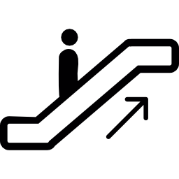 Person ascending by electric stairs icon