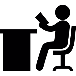 Person reading at the office icon
