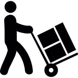 Worker loading boxes icon