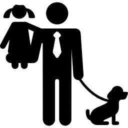 uomo ragazza e cane icona
