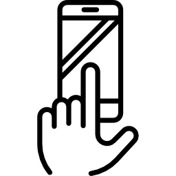hand en een telefoon icoon