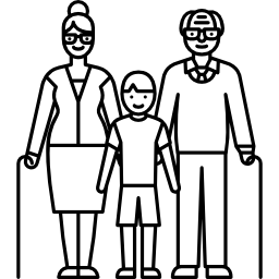 Бабушка и дедушка с ребенком иконка