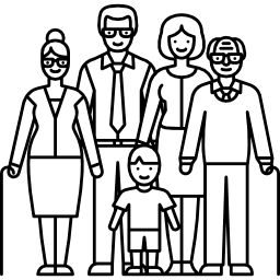 Супружеская пара бабушка и дедушка и ребенок иконка