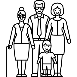 Супружеская пара с бабушкой и ребенком иконка