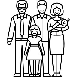 echtpaar met drie kinderen icoon