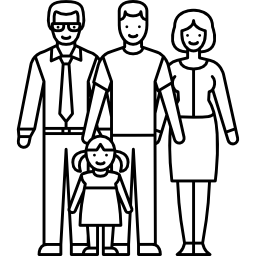 Супружеская пара с двумя детьми иконка