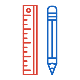 règle et crayon Icône