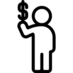 Man holding dollar icon