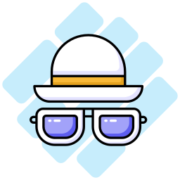 Hat and glasses icon