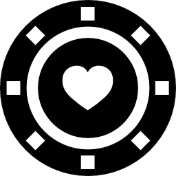token de casino con corazón icono