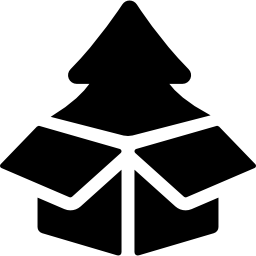 Árbol de navidad en una caja icono