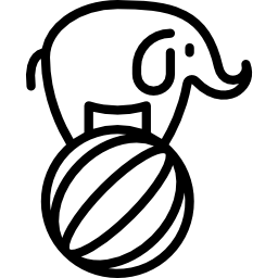 słoń na piłce ikona