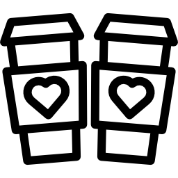 Две кофейные чашки с сердечками иконка