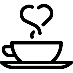 xícara de café com coração Ícone