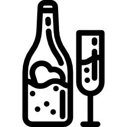 ボトルとグラスの中のハート icon