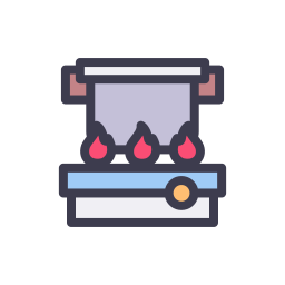 Pot on fire icon