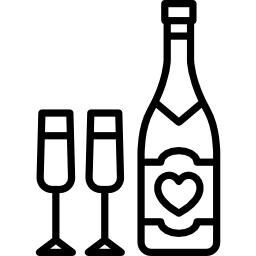champagner und zwei gläser icon