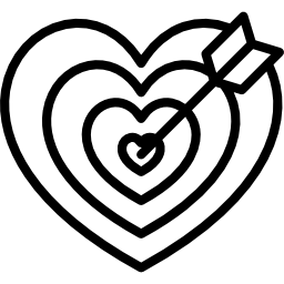 tablero de dardos en forma de corazón icono