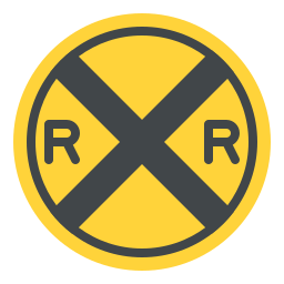 cruce de ferrocarril icono