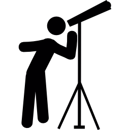 uomo che guarda da un telescopio icona