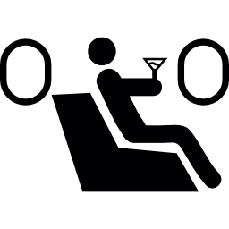drinkende man in het vliegtuig icoon