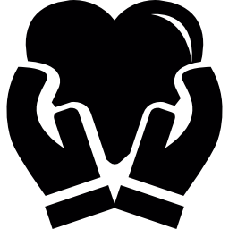 Heart between hands icon