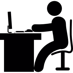 man in bureau met computer icoon