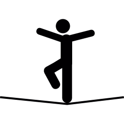 Man in balance on a tightrope icon