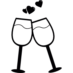 coppia di bicchieri in un brindis per amore icona